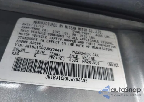 2018 Nissan Rogue Sport Sl из США, поврежденный, VIN JN1BJ1CR0JW204496